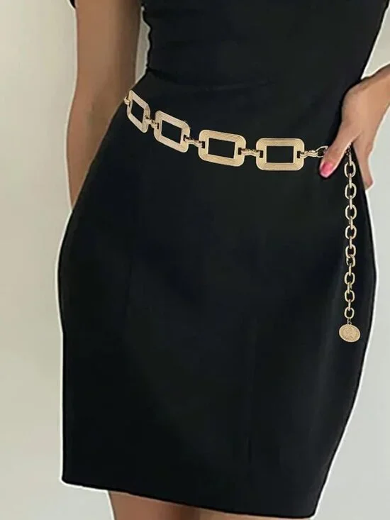 Women's Chain Belt Metal Waist Belt Chunky Belly Link Belt - Picture 2 of 7